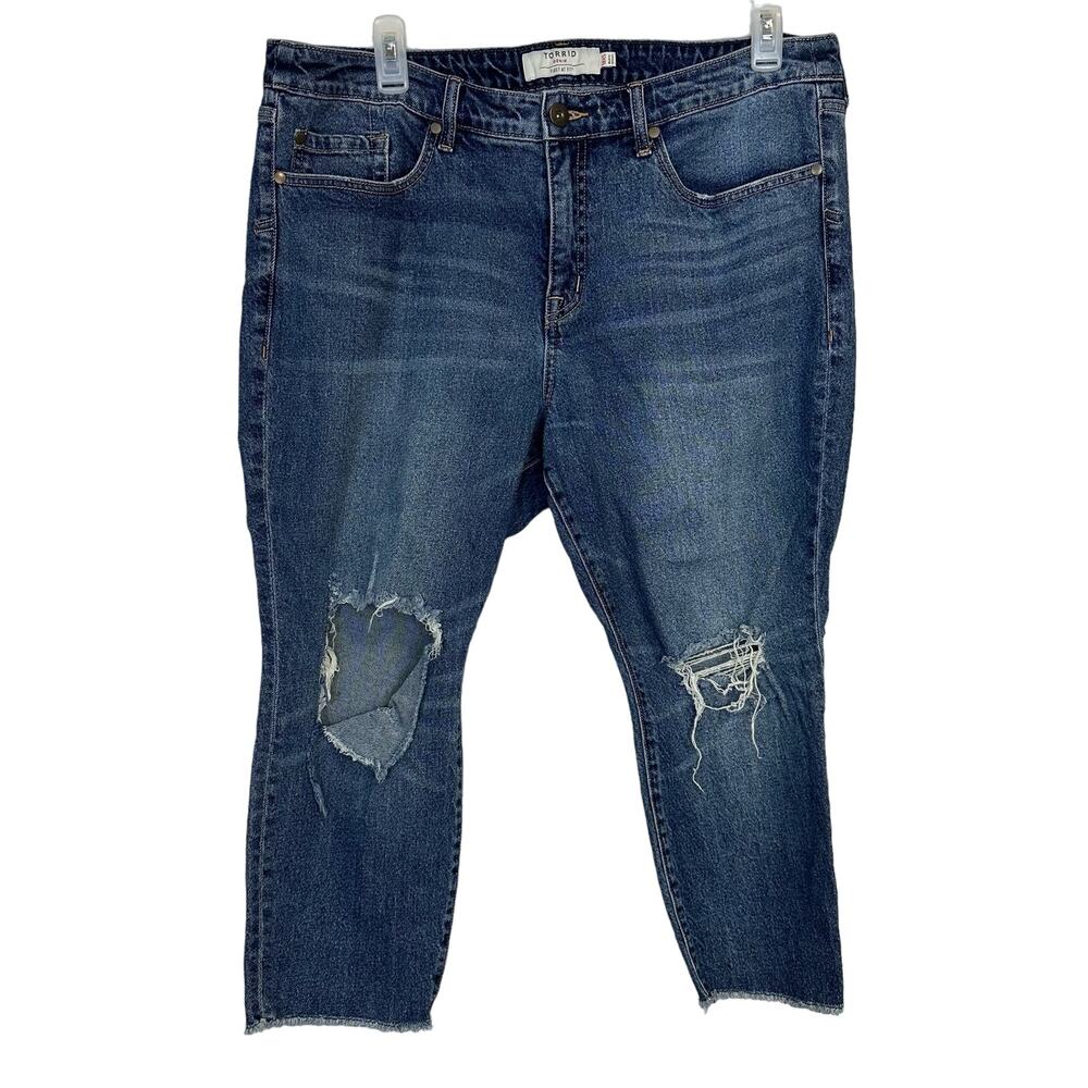 Torrid Denim First at Fit High Rise Straight distressed jeans 18 XS